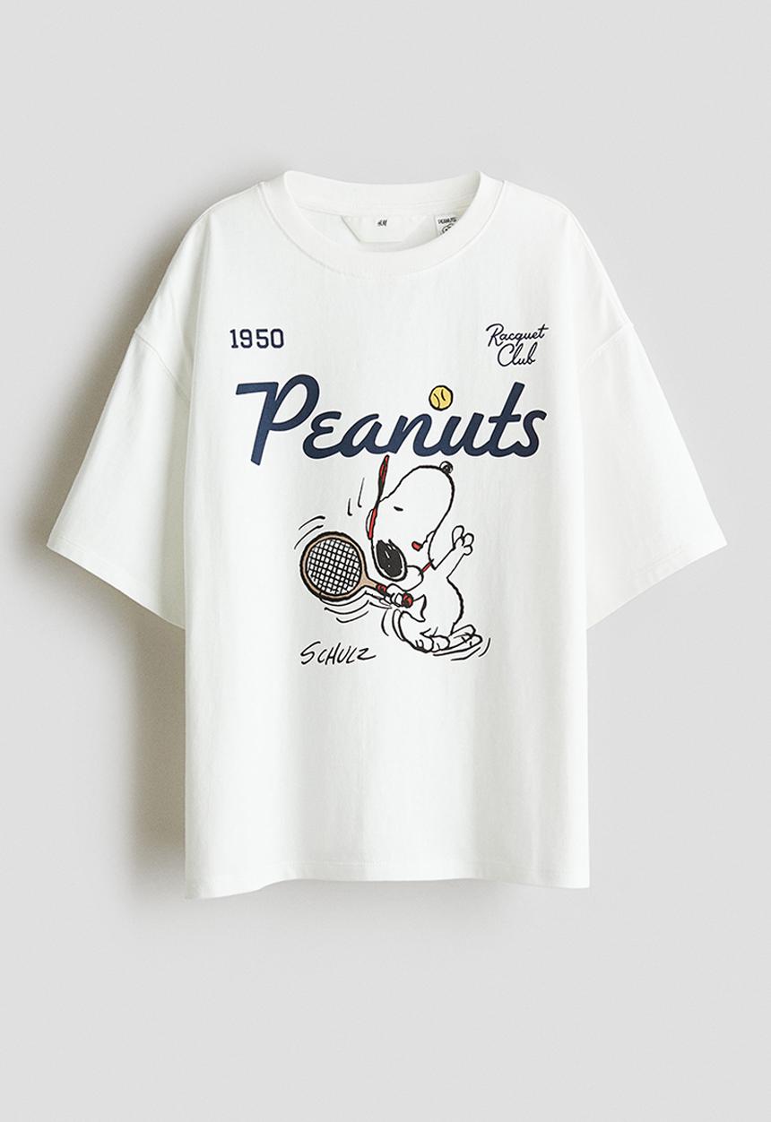 H&M - Printed cotton t-shirt - white snoopy