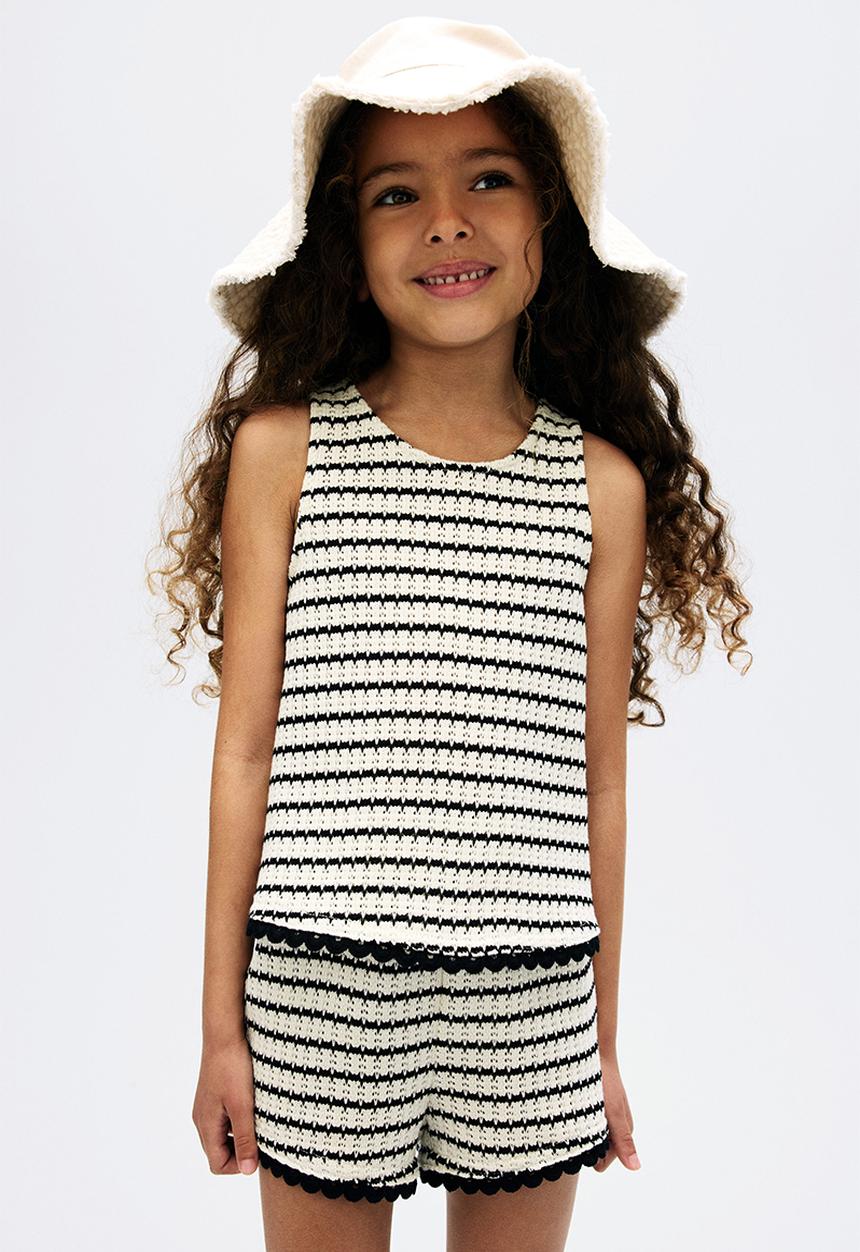H&M - Textured-knit vest top - white & black striped