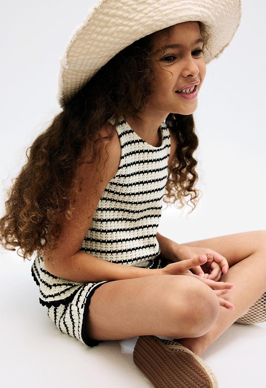 H&M - Textured-knit vest top - white & black striped