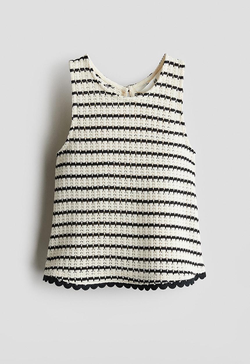 H&M - Textured-knit vest top - white & black striped