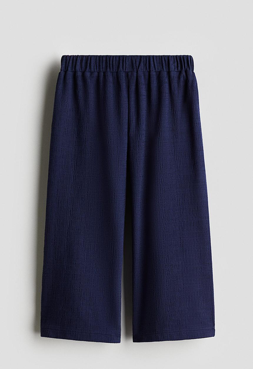 H&M - Wide leg jersey trousers - navy blue