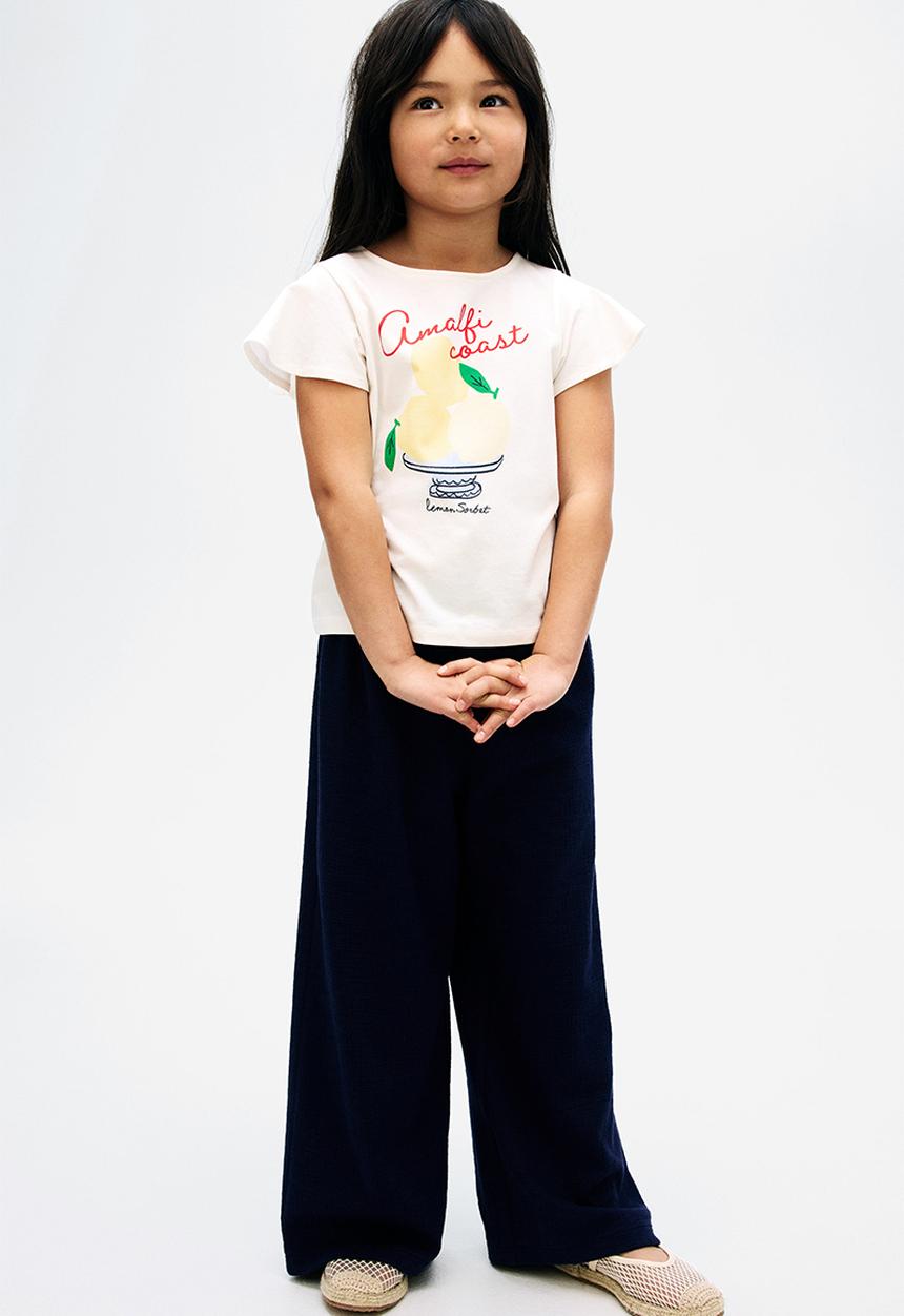 H&M - Wide leg jersey trousers - navy blue