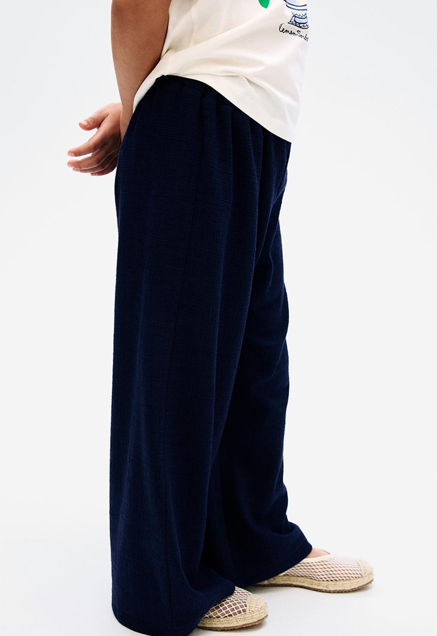 H&M - Wide leg jersey trousers - navy blue