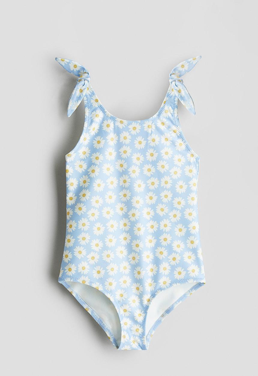 H&M - Printed swimsuit - light blue daisies