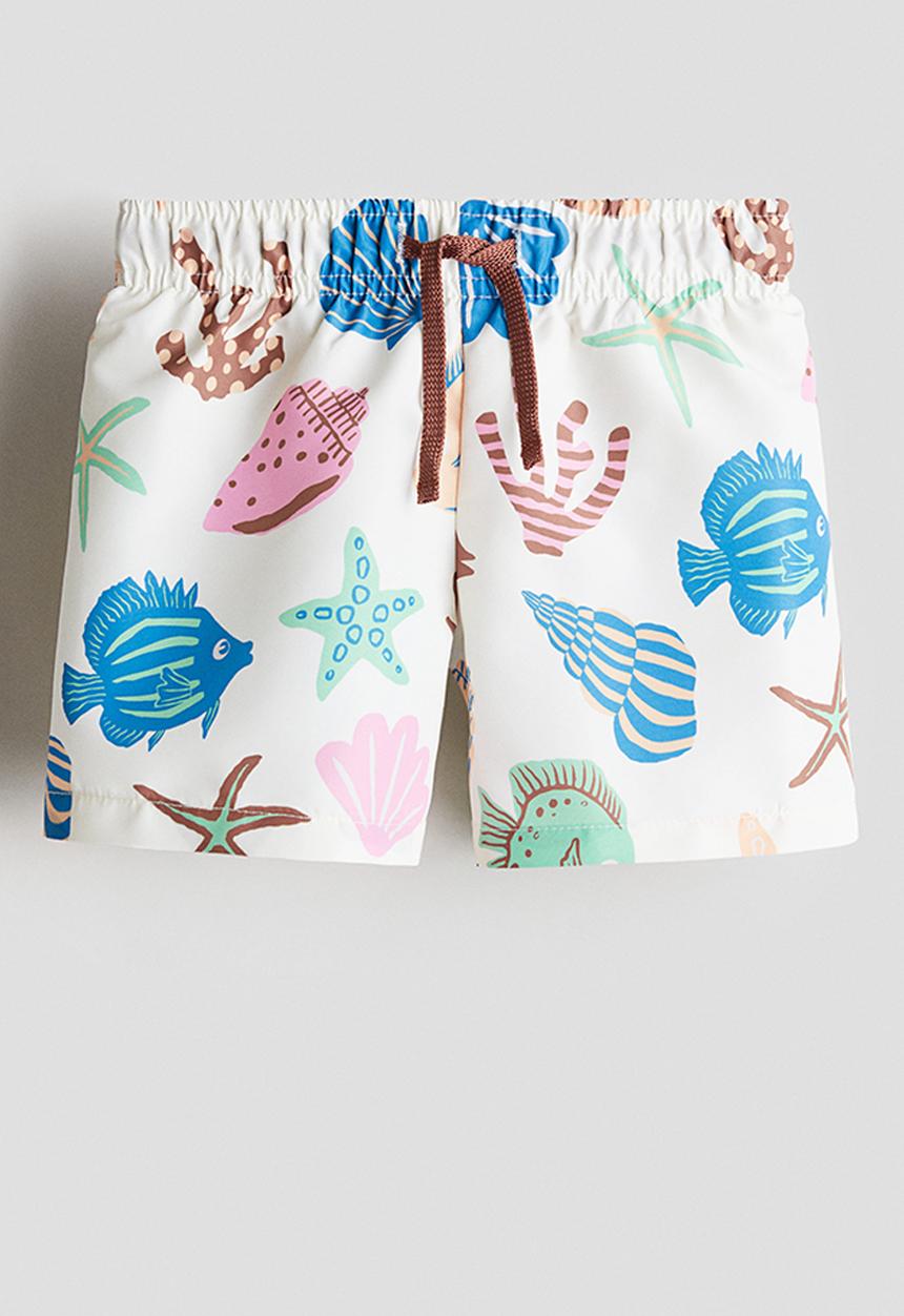 H&M - Printed swim shorts - white sea life