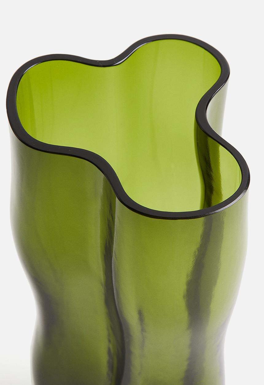 H&M - Tall glass vase - green