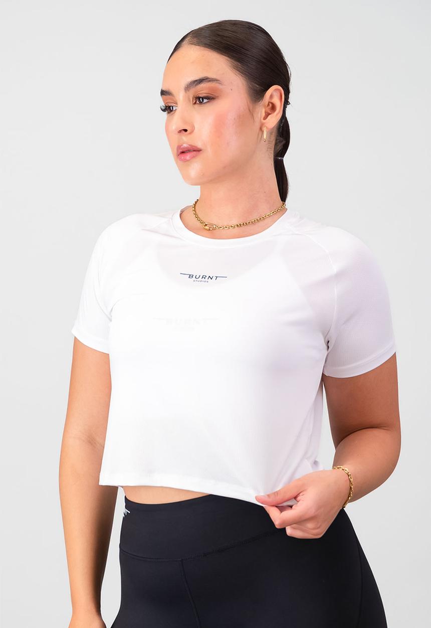 Burnt  - Essential Flow Tee - White