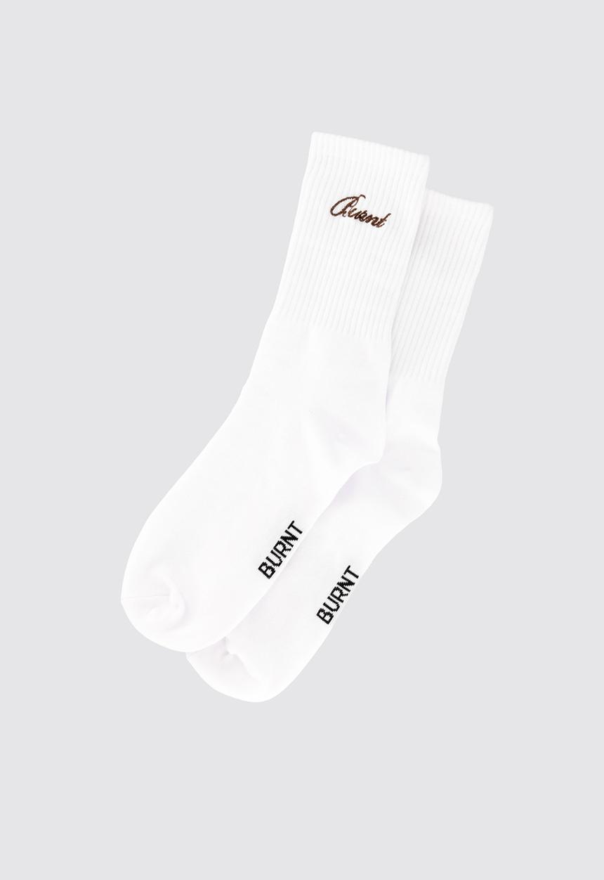 Burnt  - Headline Crew Sock - White