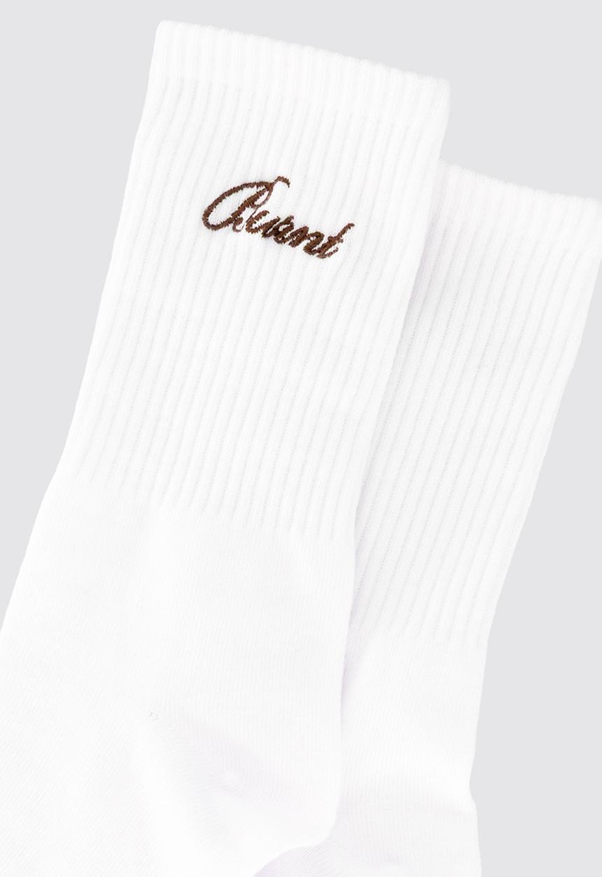 Burnt  - Headline Crew Sock - White