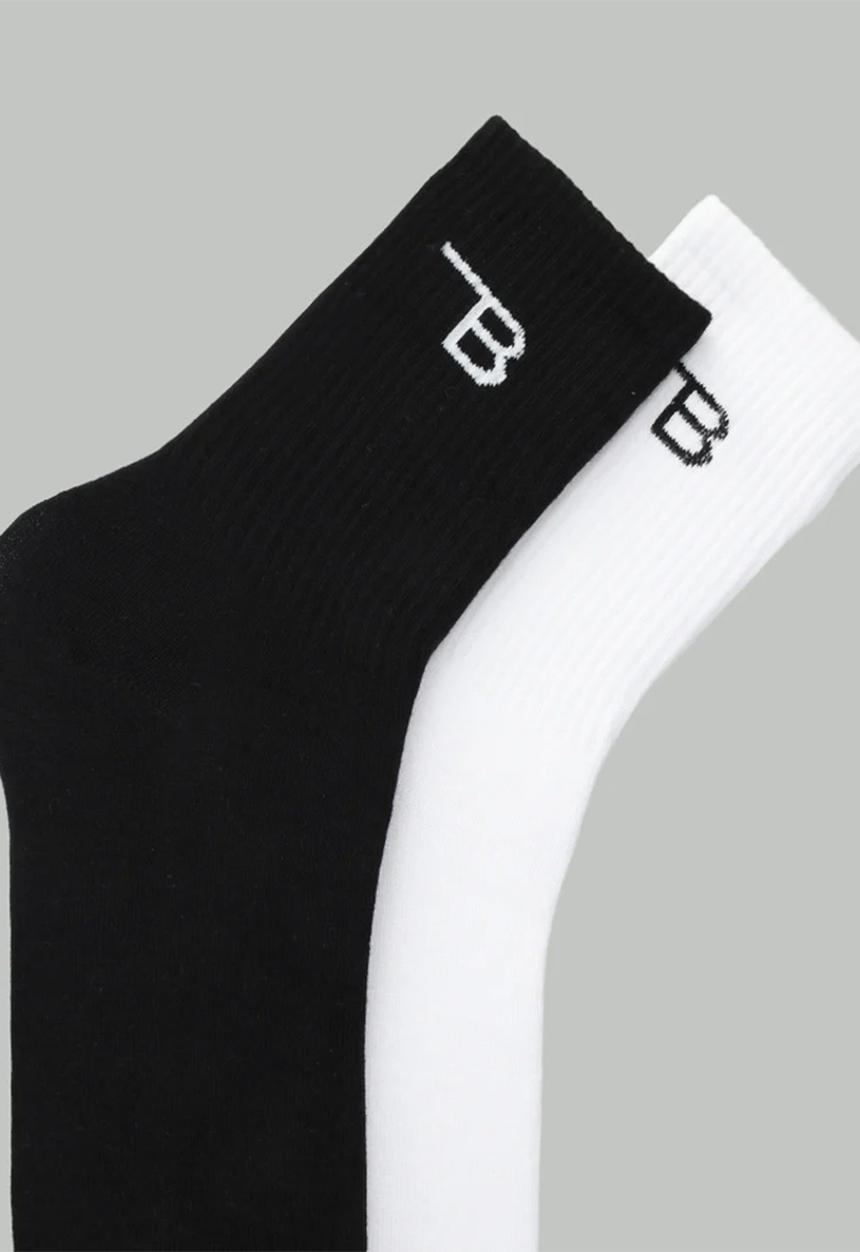 Burnt  - Crew Socks 2 Pack - White & Black