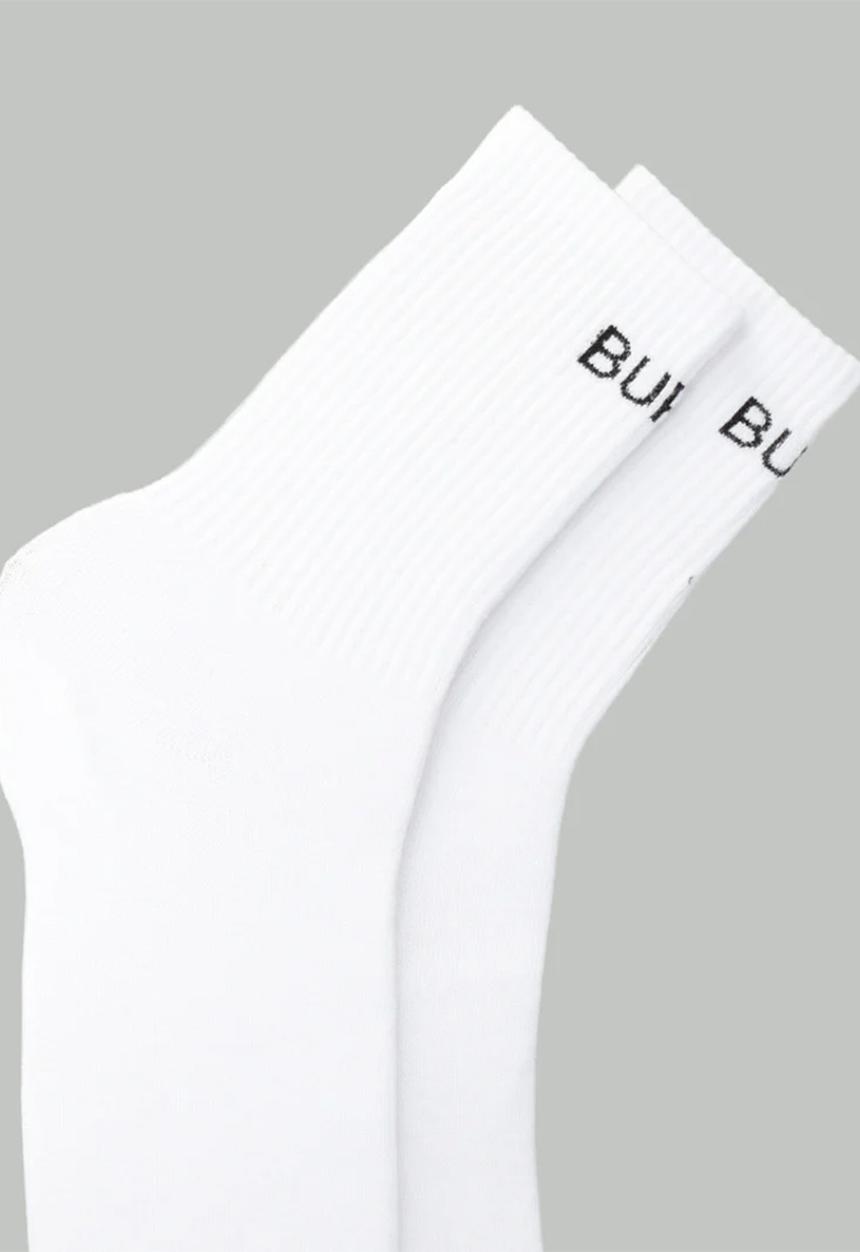 Burnt  - Crew Socks - White