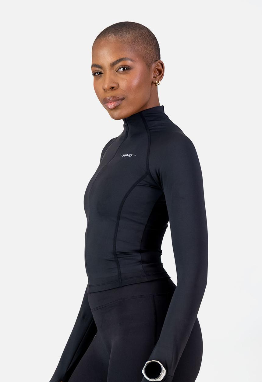 Burnt  - Essential Tempo 1/4 Zip - Black