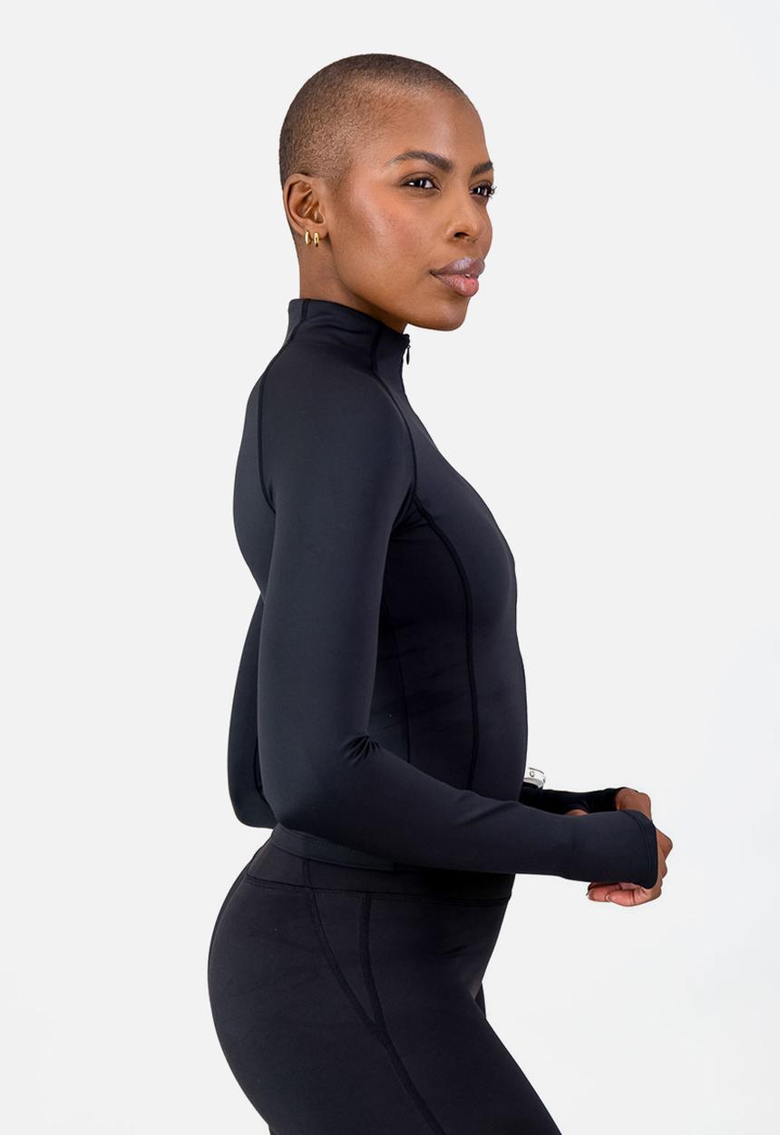 Burnt  - Essential Tempo 1/4 Zip - Black