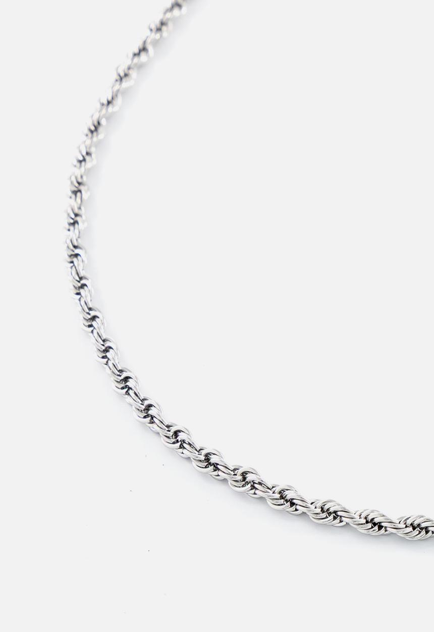 Burnt  - Rope chain necklace - silver