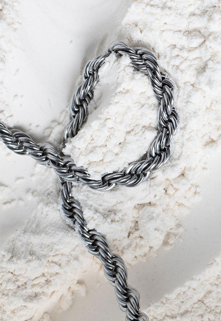 Burnt  - Rope Chain Necklace - Silver