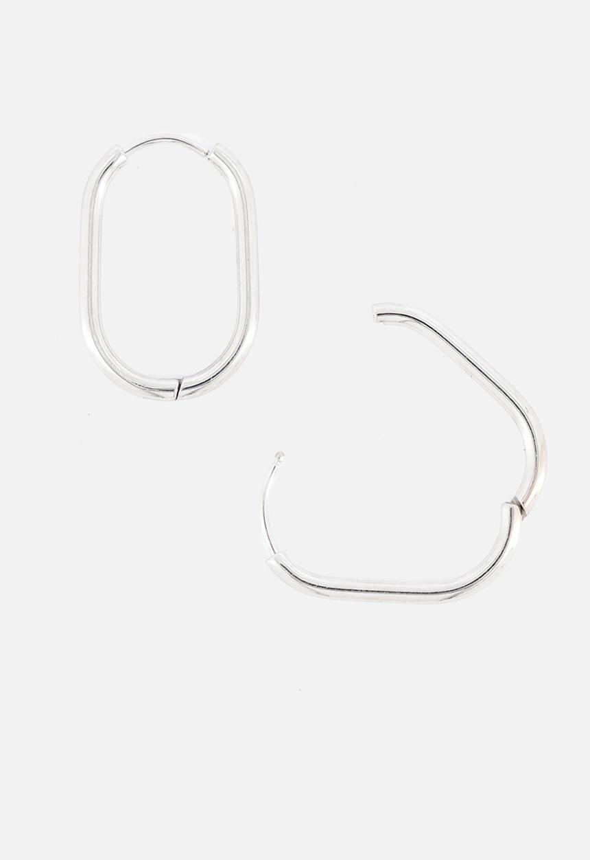 Burnt  - Thin Oval Hoops - Silver