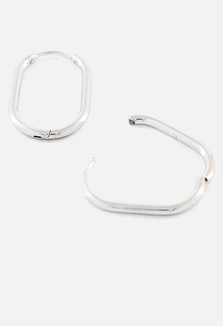 Burnt  - Thin Oval Hoops - Silver