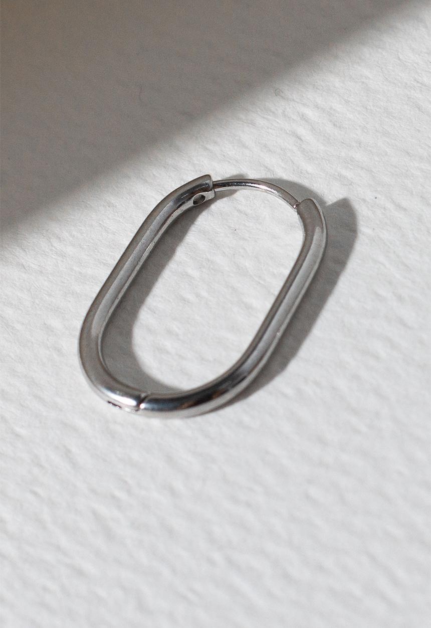 Burnt  - Thin Oval Hoops - Silver