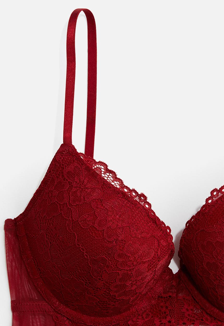 H&M - Lace push-up thong body - dark ed