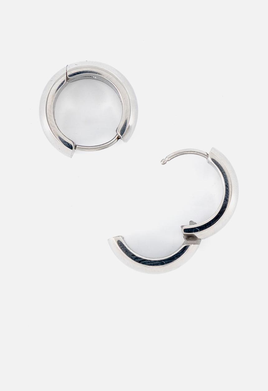 Burnt  - Huggies Earrings - Silver