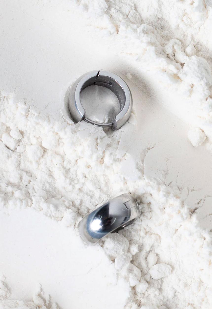 Burnt  - Huggies Earrings - Silver