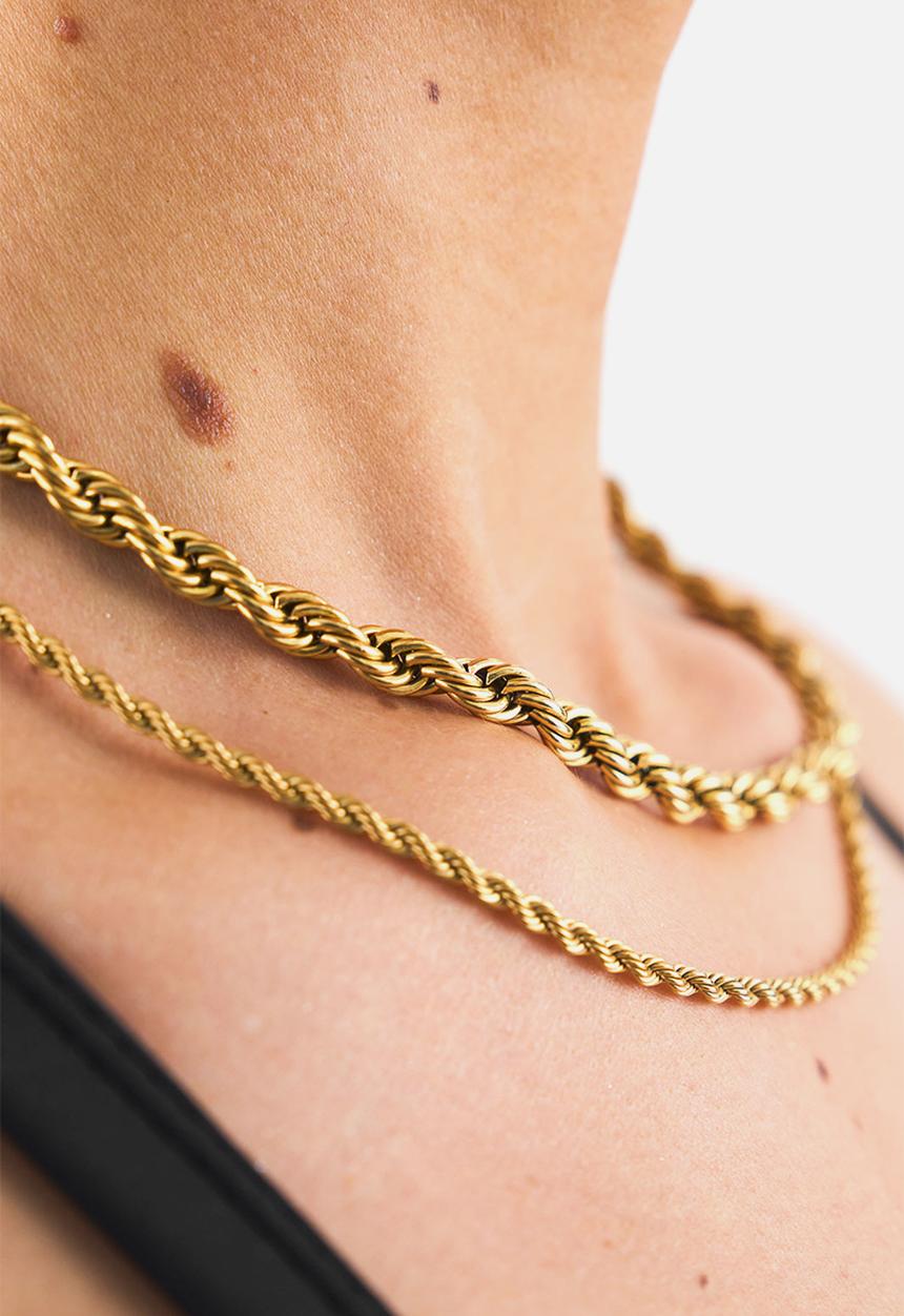 Burnt  - Rope Chain Necklace - Gold
