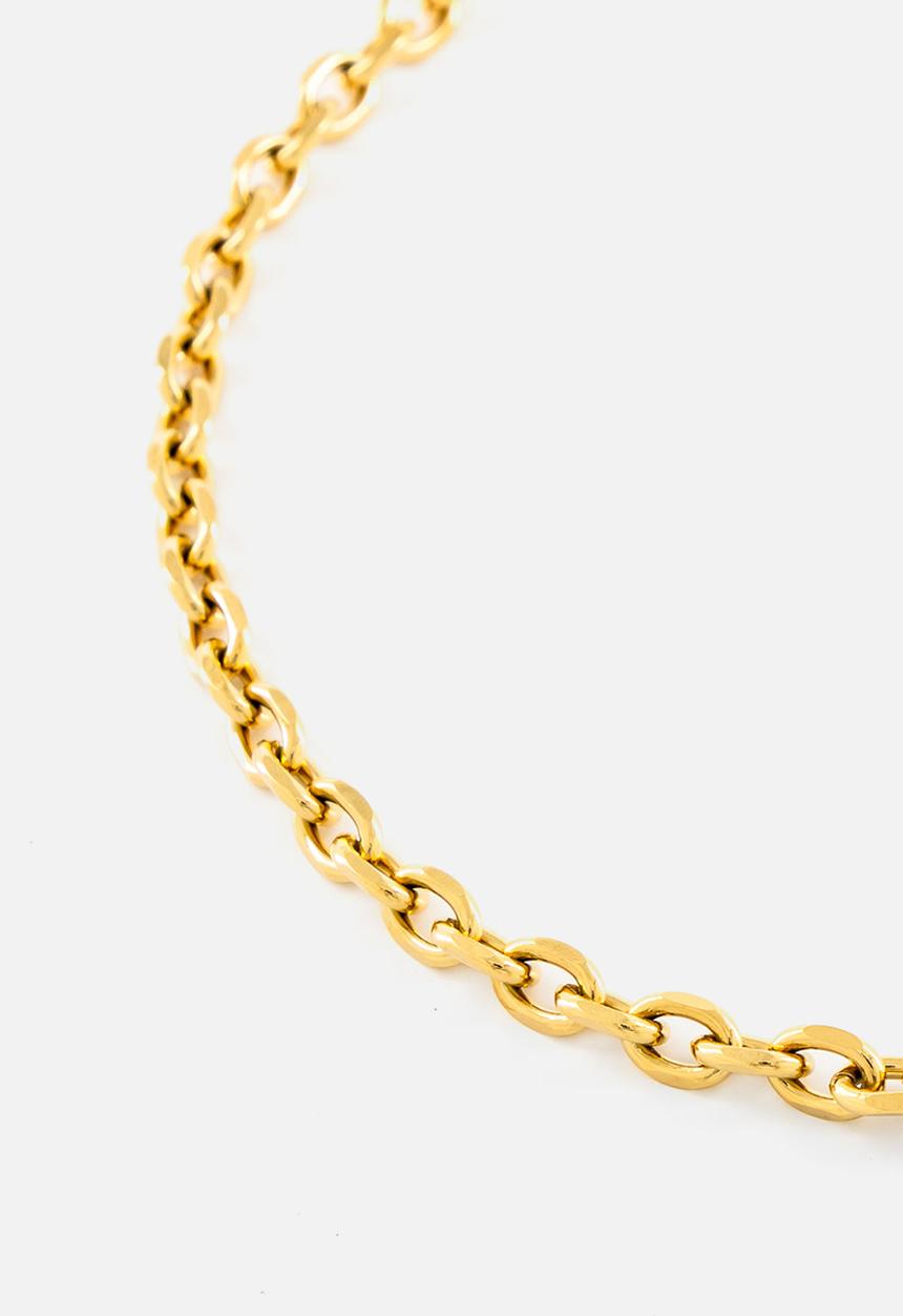Burnt  - Lock chain necklace - gold 