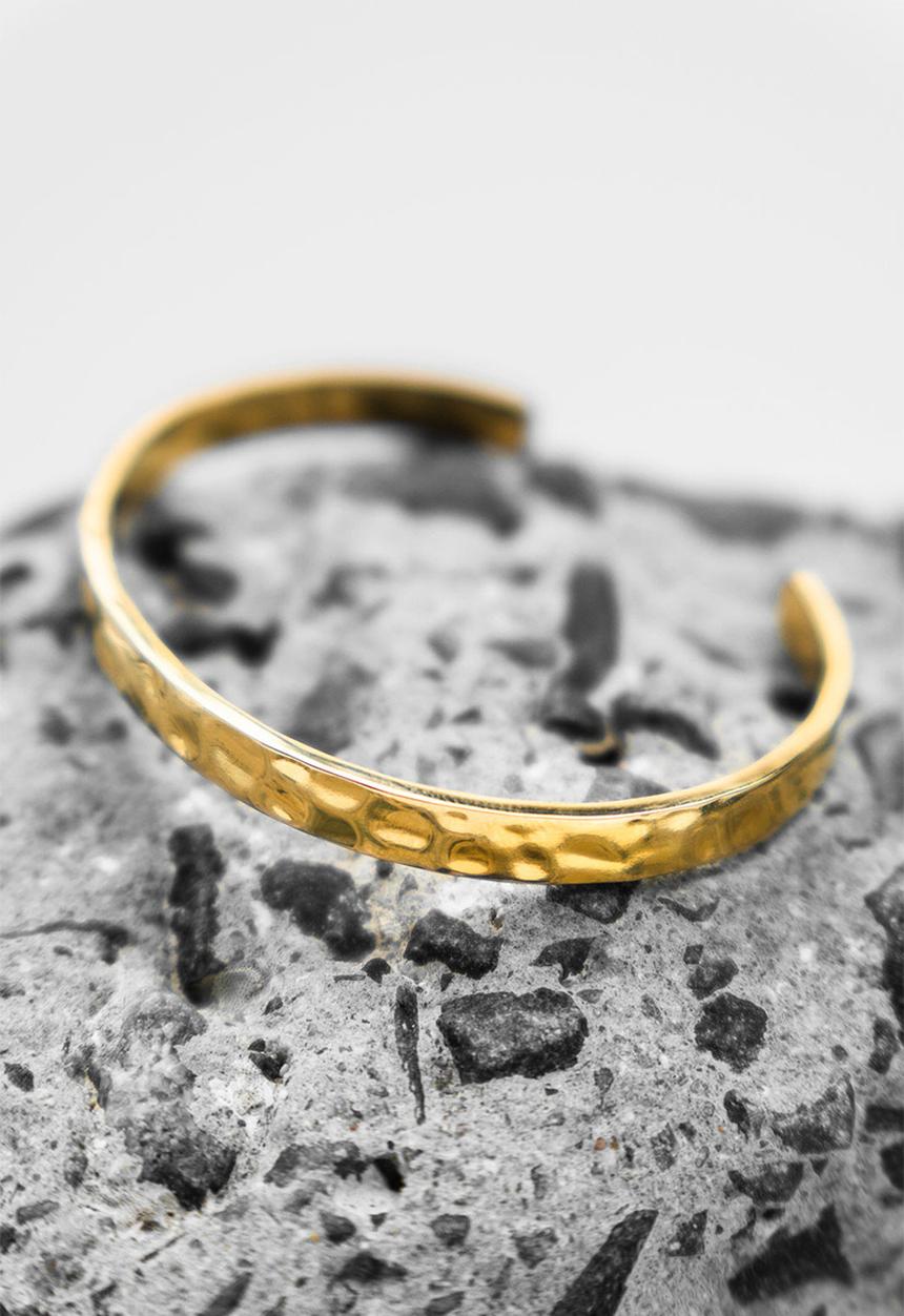 Burnt  - Textured Bangle - Gold