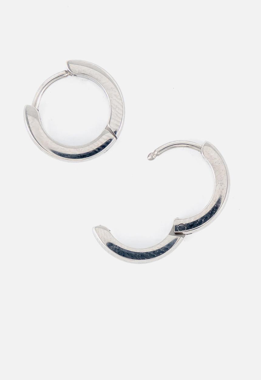 Burnt  - Thin Huggies Earrings - Silver