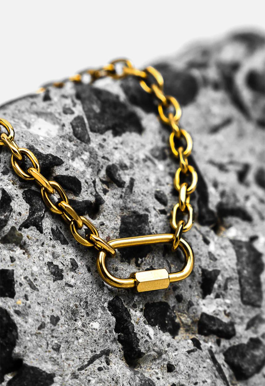 Burnt  - Lock Chain Bracelet - Gold