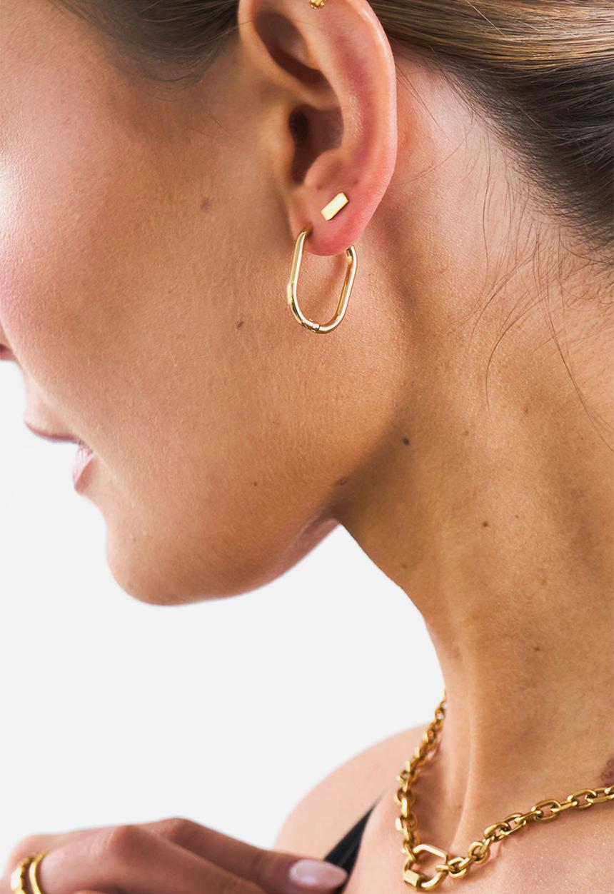 Burnt  - Thin Oval Hoops - Gold