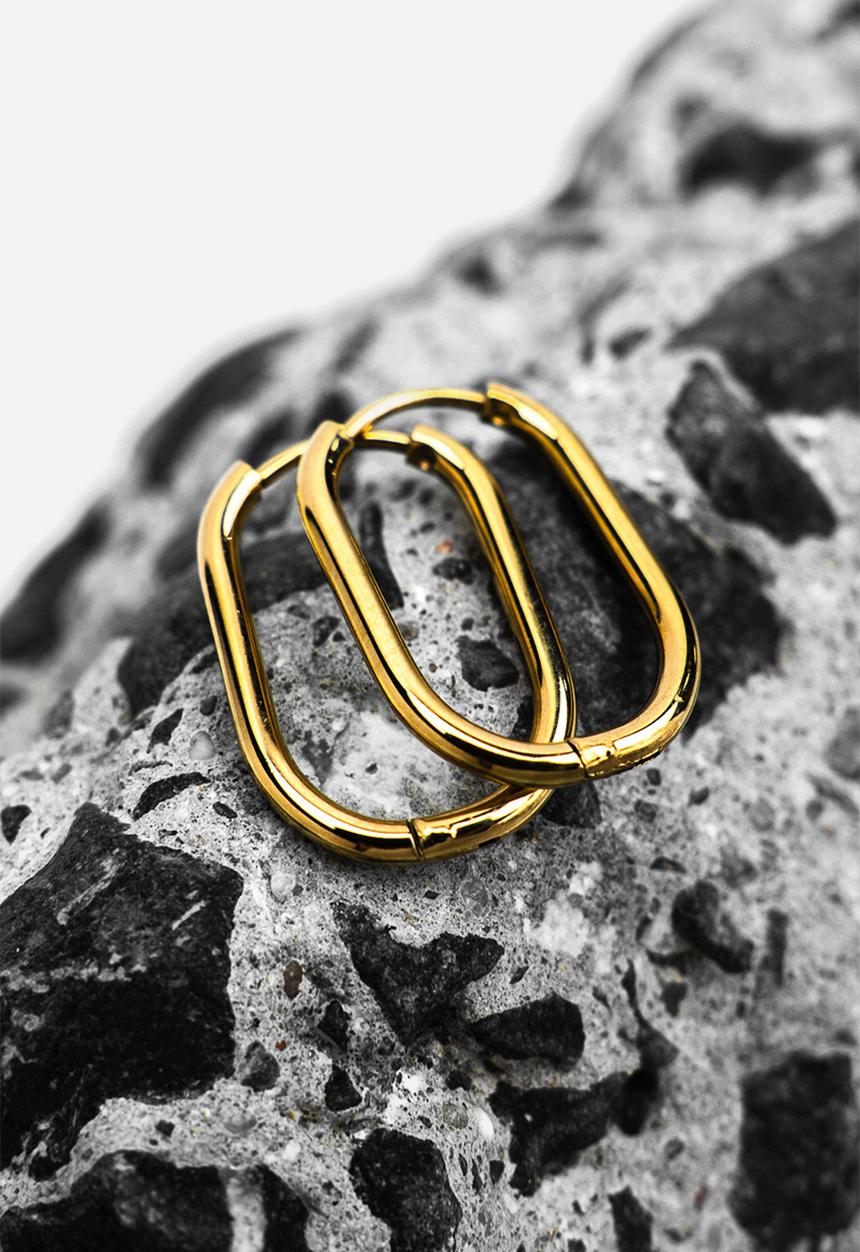 Burnt  - Thin Oval Hoops - Gold