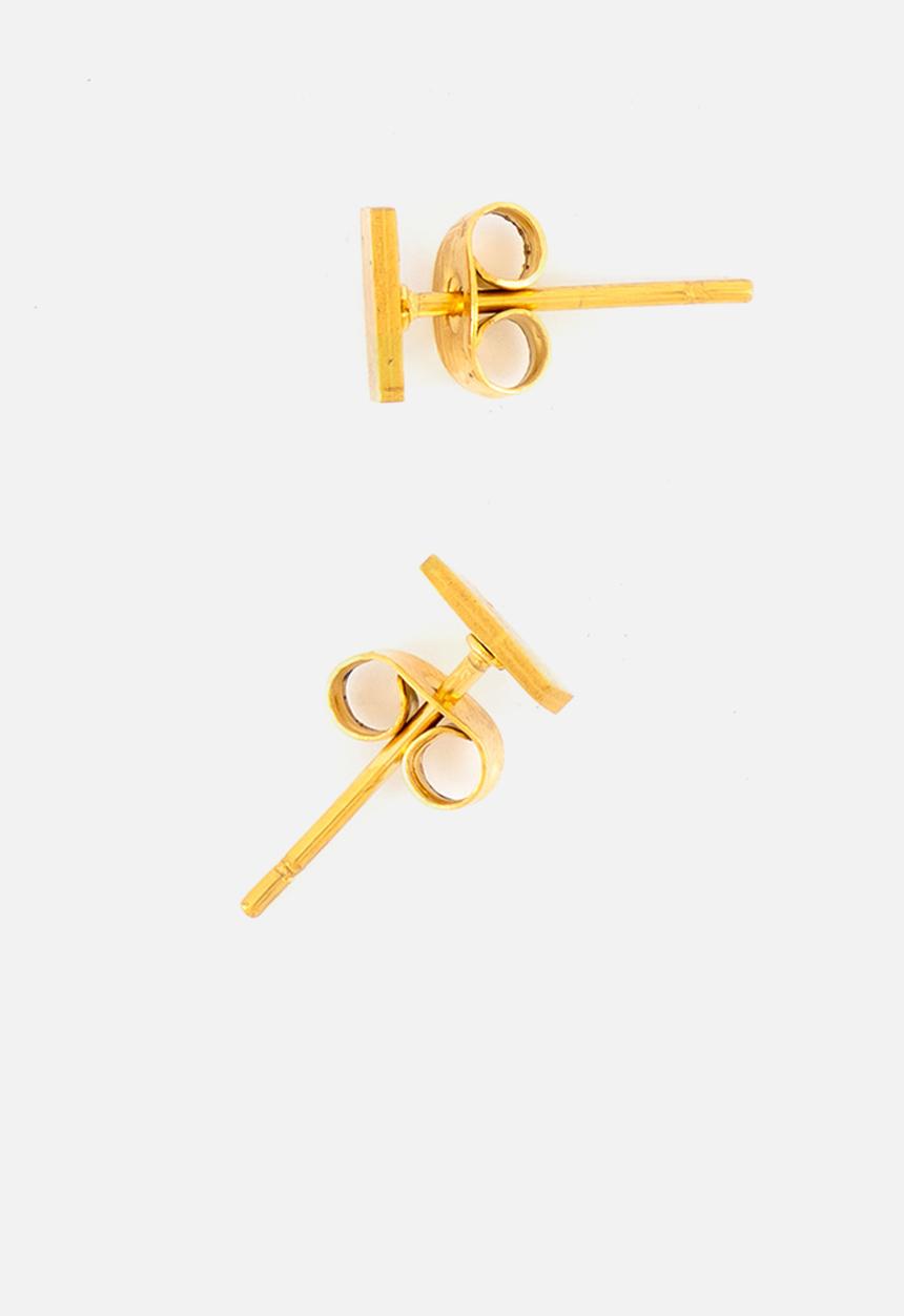 Burnt  - Rectangle Studs - Gold
