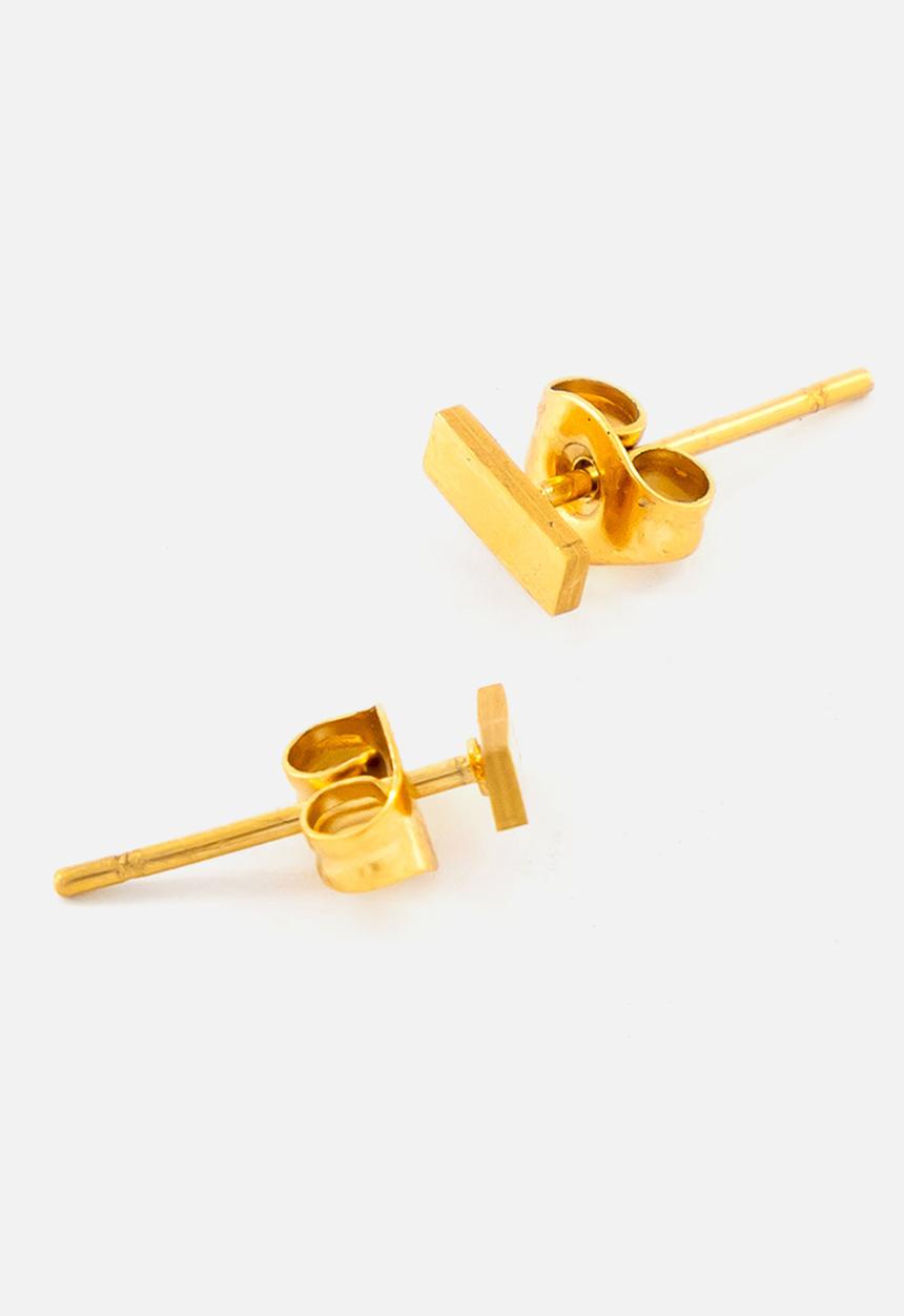 Burnt  - Rectangle Studs - Gold