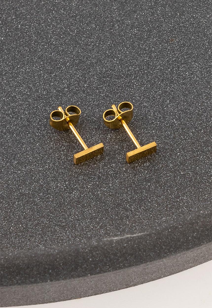 Burnt  - Rectangle Studs - Gold