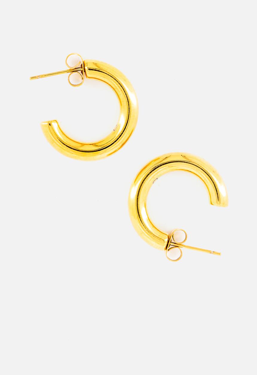 Burnt  - Minimalist Hoop Earrings - Gold