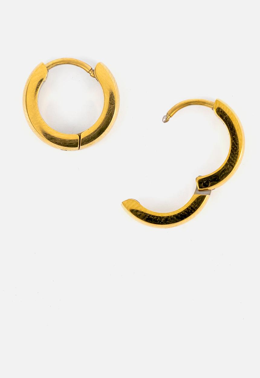 Burnt  - Thin Huggies Earrings - Gold