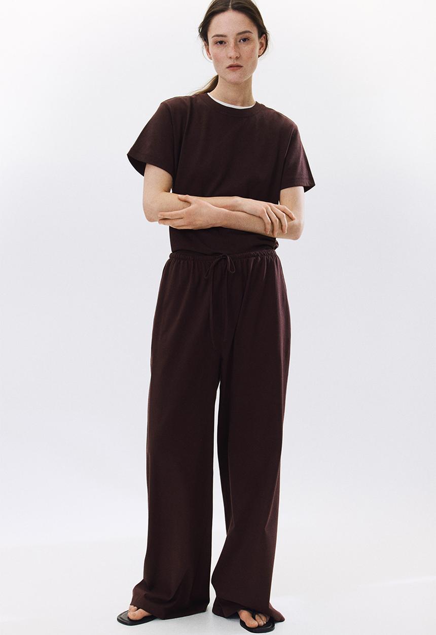 H&M - Cotton drawstring trousers - dark brown