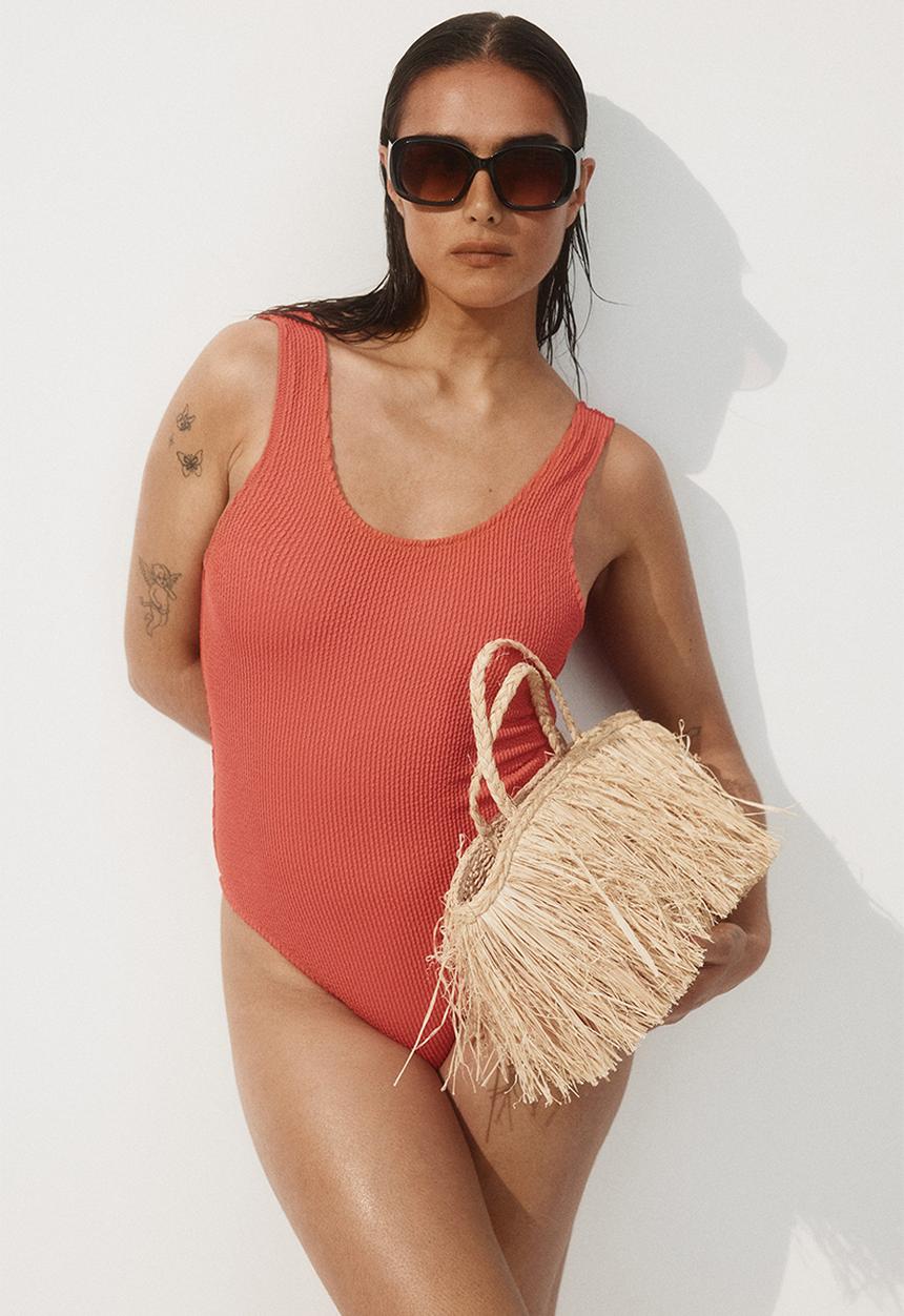 H&M - Padded-cup swimsuit - coral red