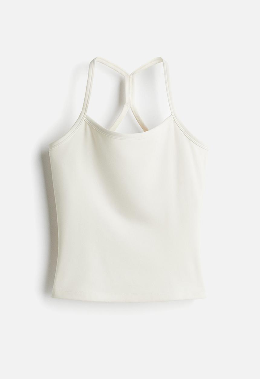 H&M - Integral-bra sports strappy top with softmove™ - white