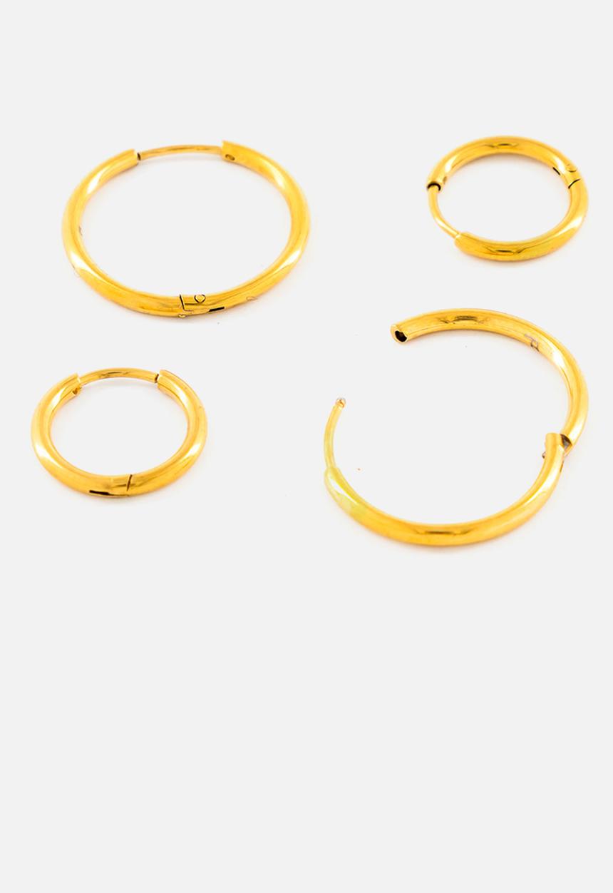 Burnt  - Fine Hoop Earrings Small - Gold