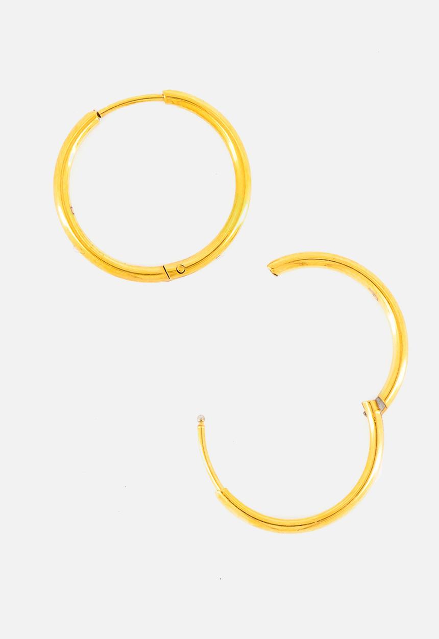 Burnt  - Fine Hoop Earrings Medium - Gold