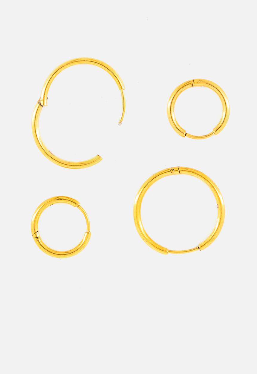 Burnt  - Fine Hoop Earrings Medium - Gold