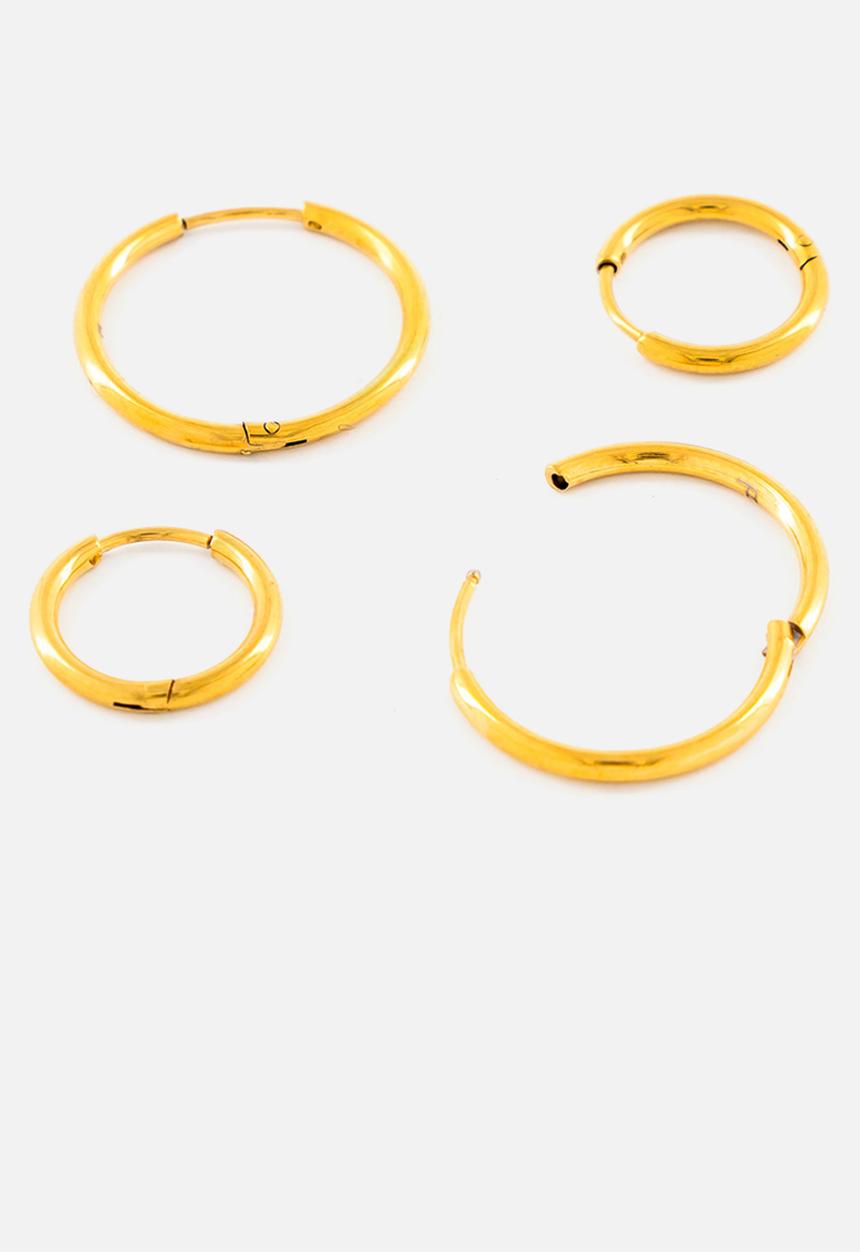Burnt  - Fine Hoop Earrings Medium - Gold