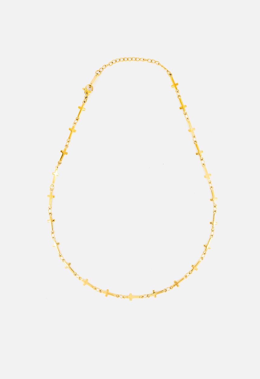 Burnt  - Stacking cross necklace - gold