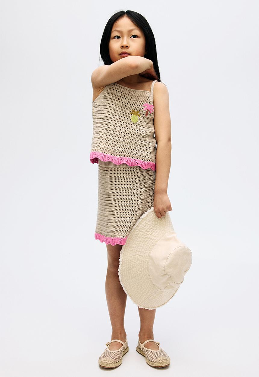 H&M - 2-Piece knitted top and skirt set - beige