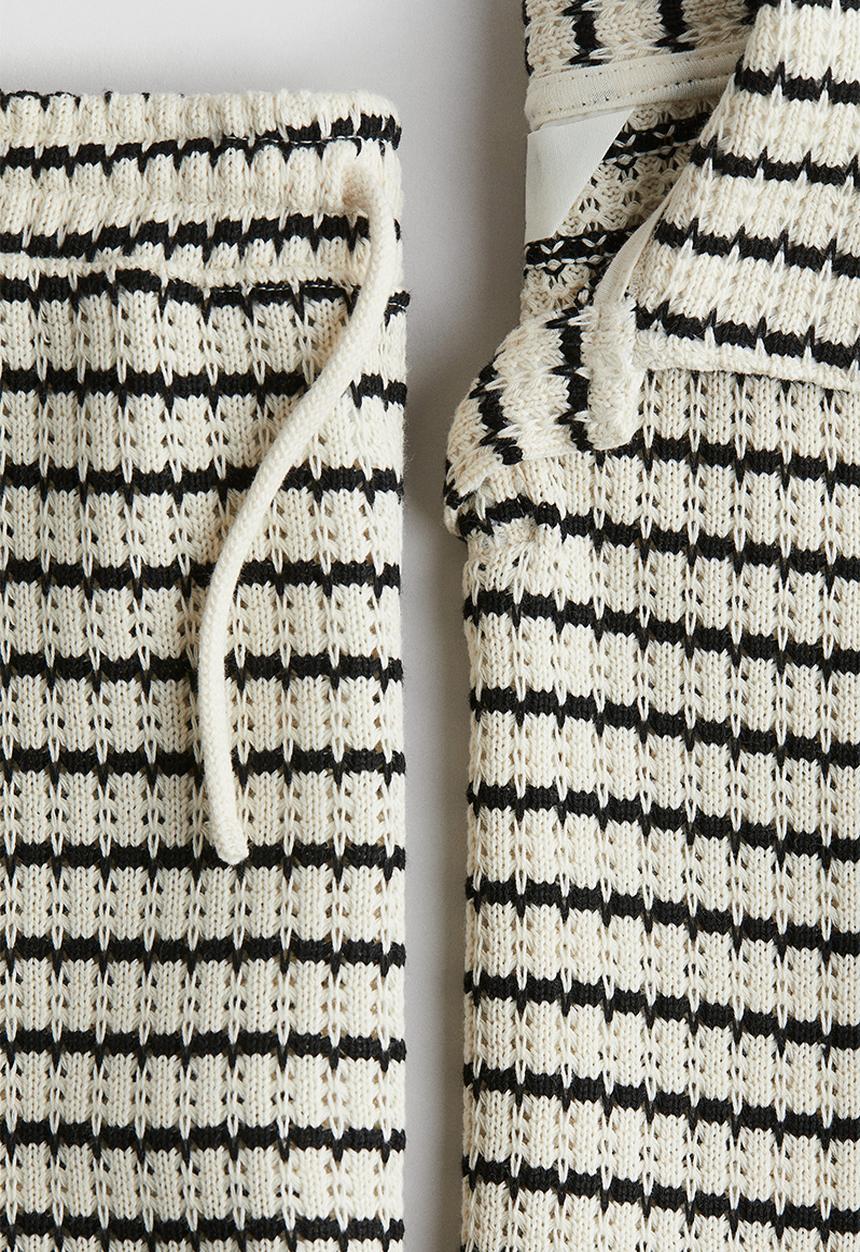 H&M - 2-Piece textured-knit set - white & grey striped