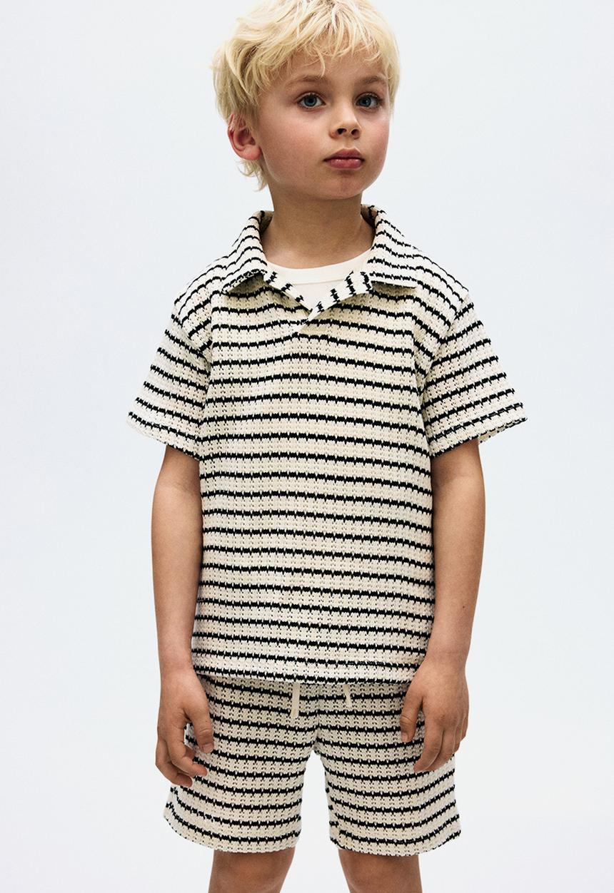 H&M - 2-Piece textured-knit set - white & grey striped