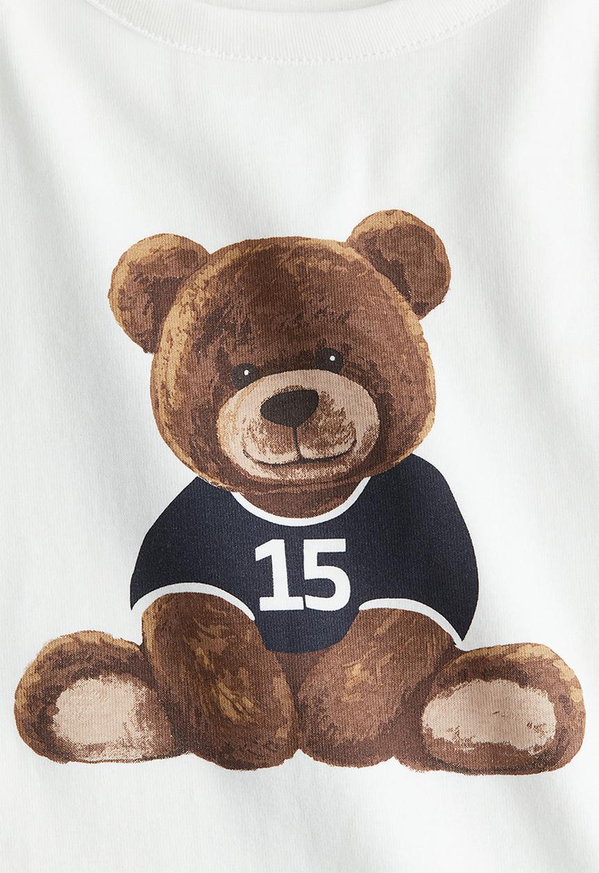 H&M - Printed cotton vest top - white teddy bear