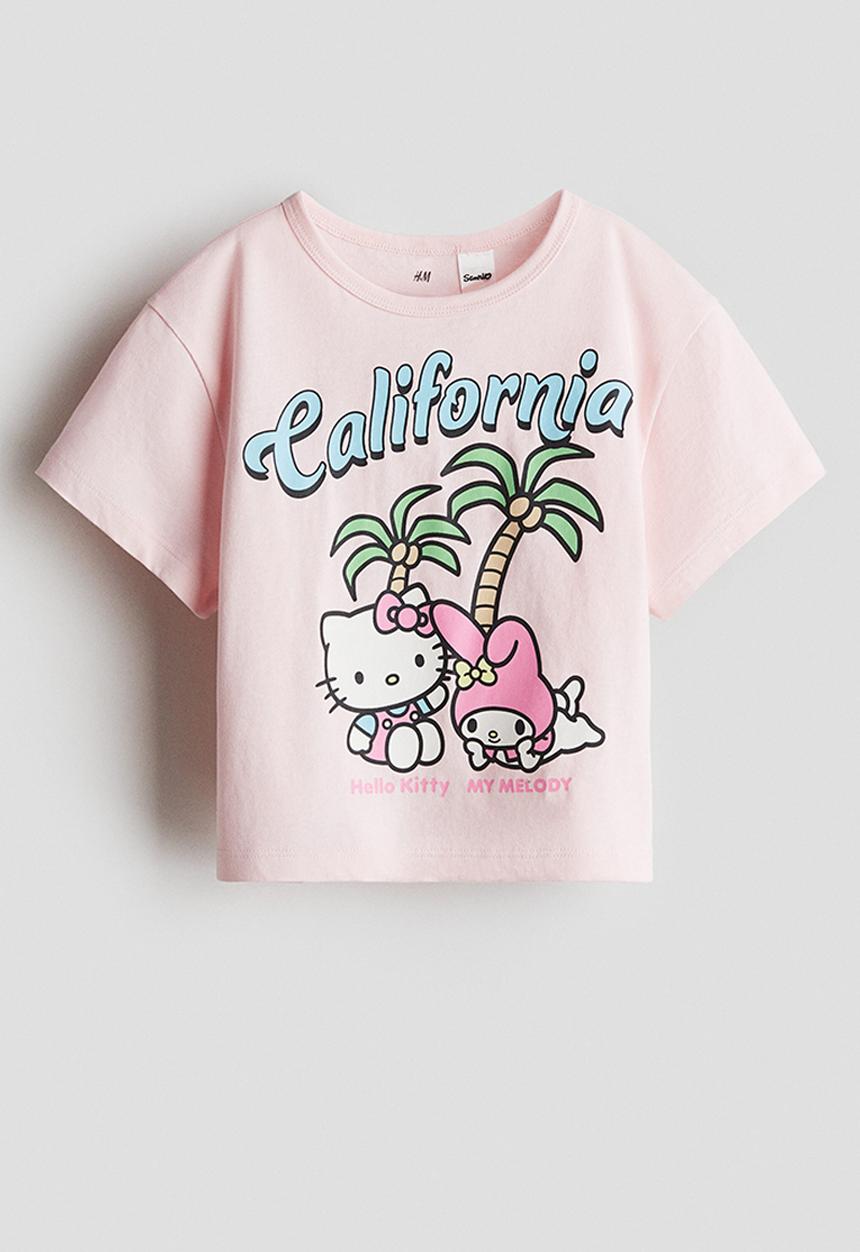 H&M - Printed cotton t-shirt - light pink hello kitty